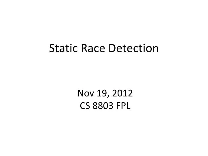 static race detection