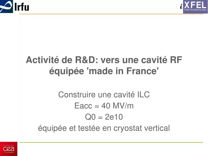 activit de r d vers une cavit rf quip e made in france