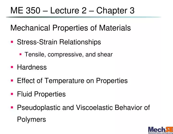 me 350 lecture 2 chapter 3