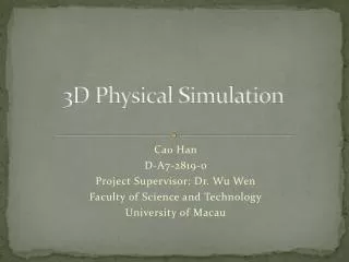3D Physical Simulation