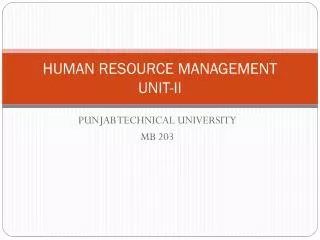 HUMAN RESOURCE MANAGEMENT UNIT-II