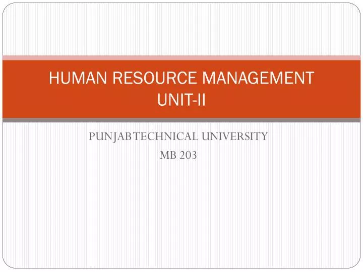 human resource management unit ii