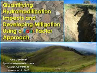 Quantifying Hydromodification Impacts and Developing Mitigation Using a F o u r Factor Approach