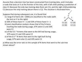 Assume that a decision tree has been constructed from training data, and it includes