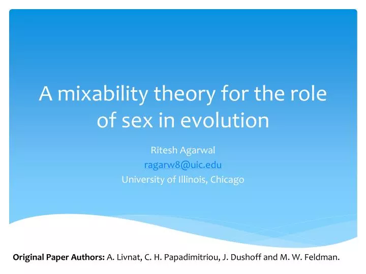 a mixability theory for the role of sex in evolution