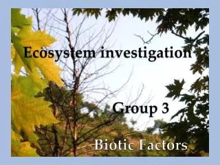 Ecosystem investigation Group 3 			Biotic Factors
