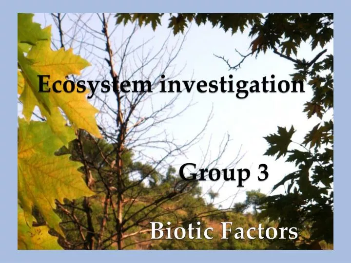 ecosystem investigation group 3 biotic factors