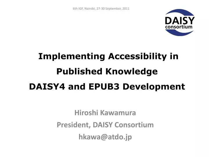 implementing accessibility in published knowledge daisy4 and epub3 development