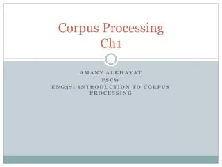 Corpus Processing Ch1