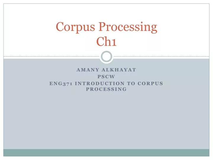 corpus processing ch1