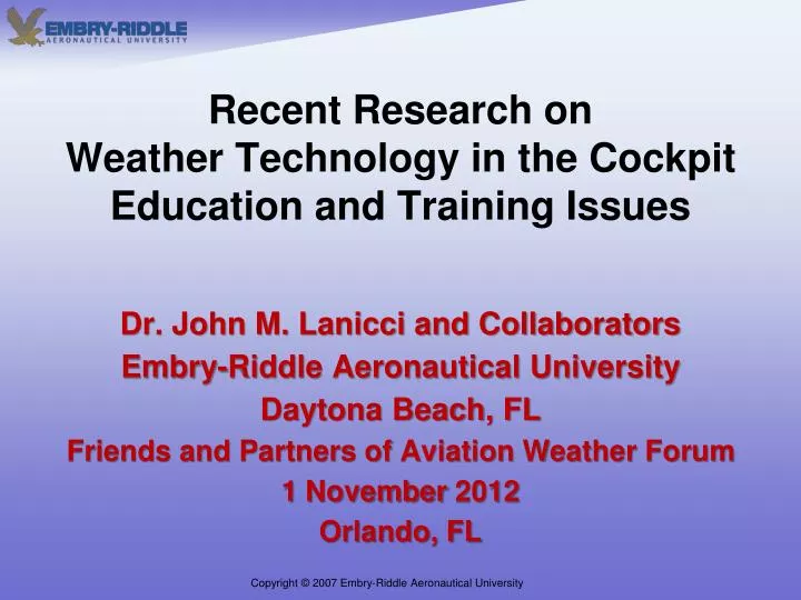 recent research on weather technology in the cockpit education and training issues