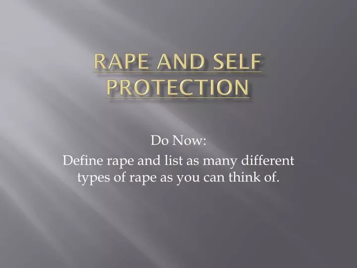 rape and self protection