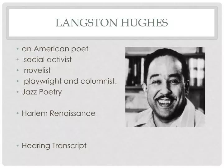 Ppt Langston Hughes Powerpoint Presentation Free Download Id