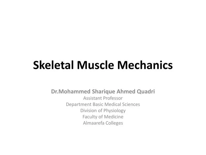 skeletal muscle mechanics