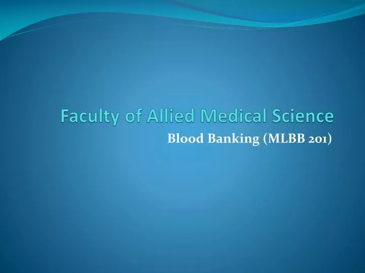 faculty of allied medical science