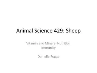 Animal Science 429: Sheep