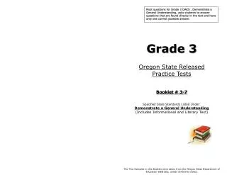 Grade 3 Oregon State Released Practice Tests Booklet # 3-7