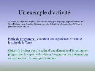 un exemple d activit