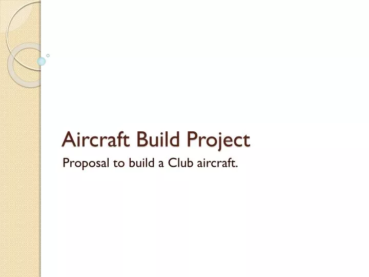aircraft build project