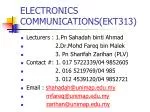 ELECTRONICS COMMUNICATIONS(EKT313) - slide 1