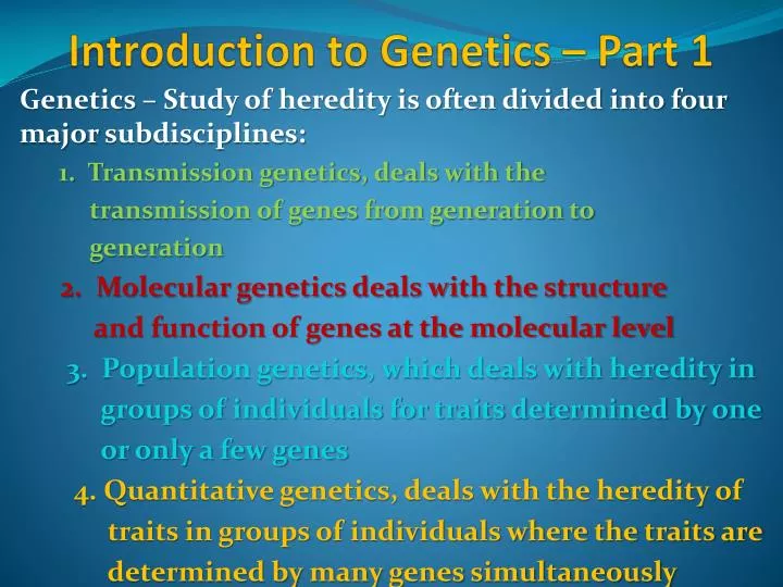 introduction to genetics part 1