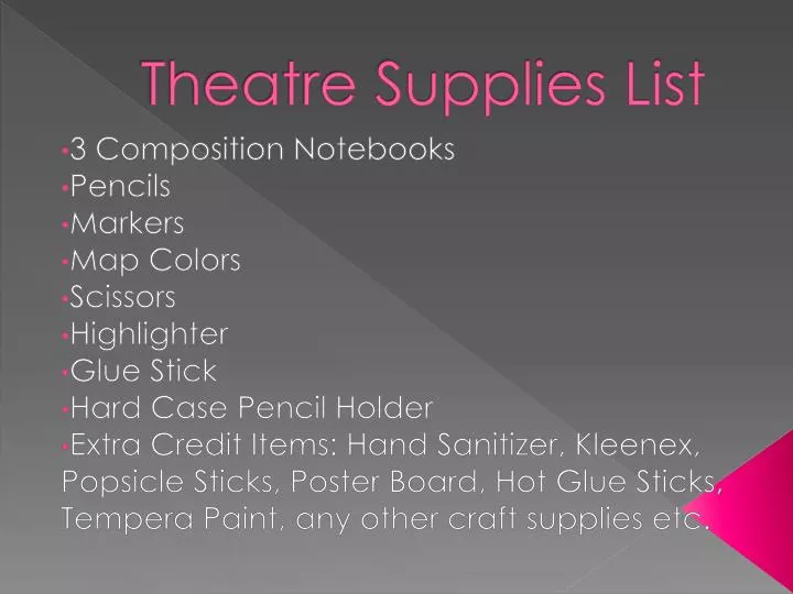 theatre supplies list