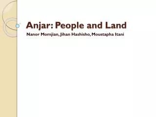 Anjar : People and Land