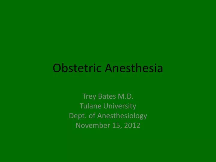 obstetric anesthesia