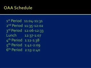 OAA Schedule