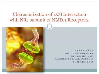 Characterization of LC8 Interaction with NR1 subunit of NMDA Receptors.