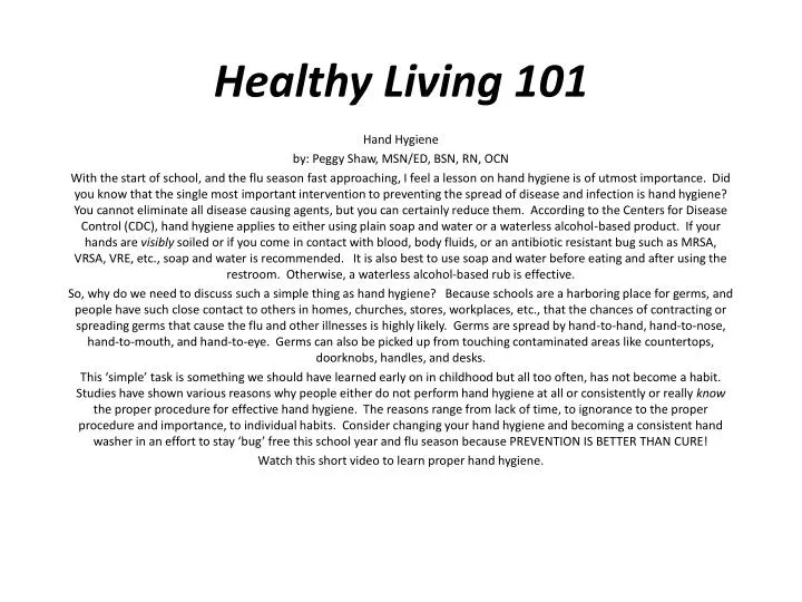 healthy living 101