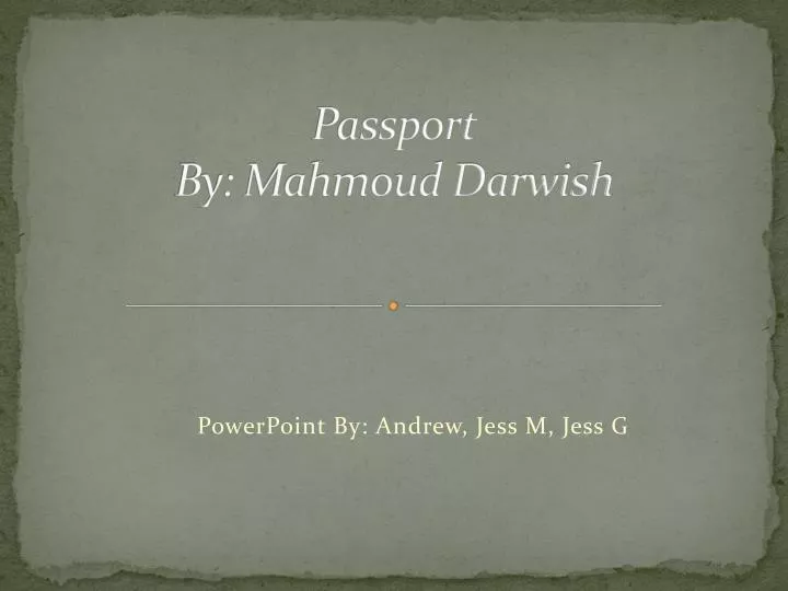 passport by mahmoud darwish