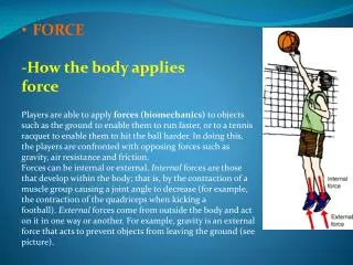 FORCE -How the body applies force
