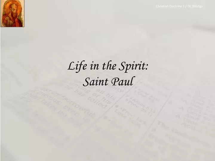 life in the spirit saint paul