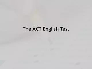 The ACT English Test