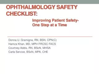 Ophthalmology Safety Checklist :
