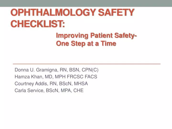 ophthalmology safety checklist