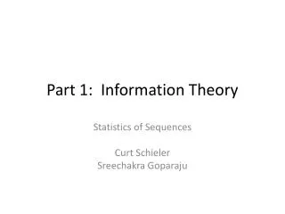 Part 1: Information Theory