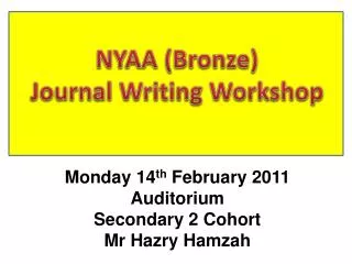 NYAA (Bronze) Journal Writing Workshop