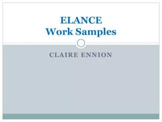ELANCE Work Samples