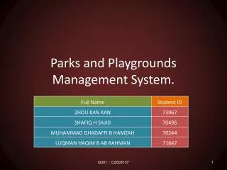 Parks and Playgrounds Management System.