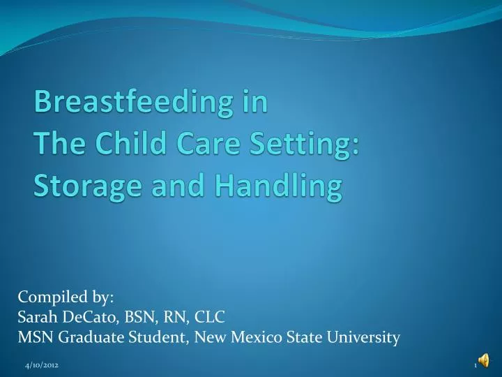 breastfeeding in the child care setting storage and handling