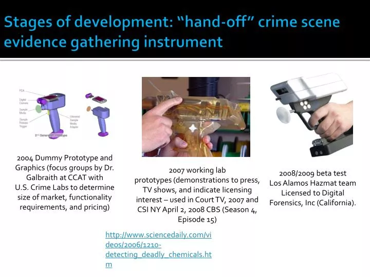 stages of development hand off crime scene evidence gathering instrument