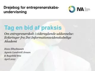 Drejebog for entreprenørskabs-undervisning