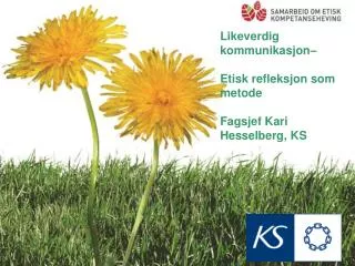 Likeverdig kommunikasjon– Etisk refleksjon som metode Fagsjef Kari Hesselberg, KS