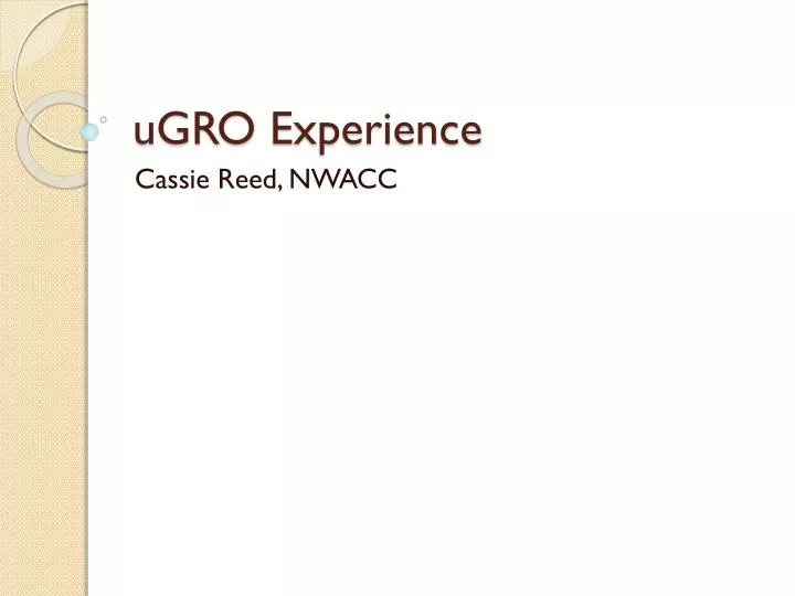 ugro experience