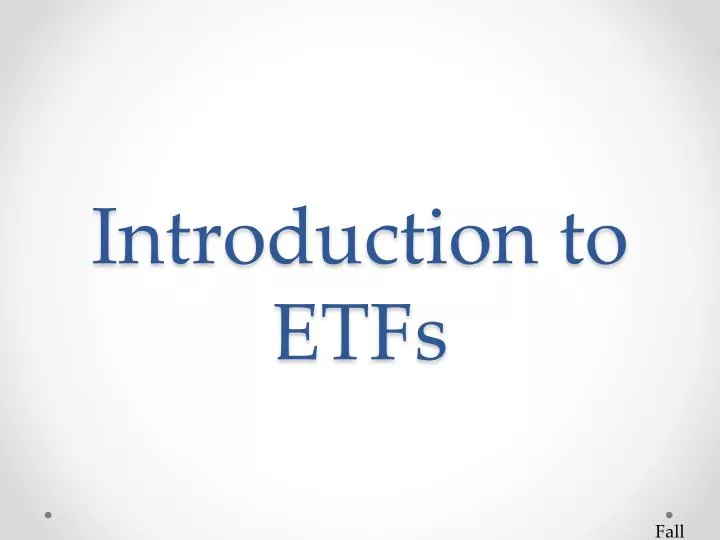 introduction to etfs