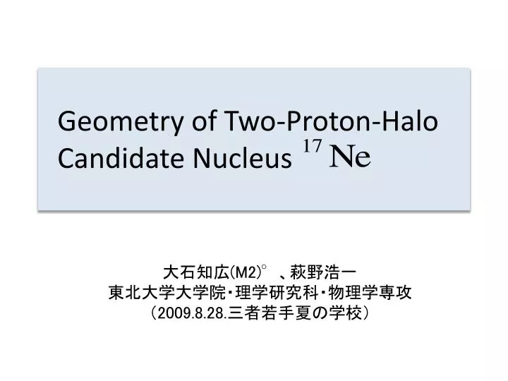 geometry of two proton halo candidate nucleus