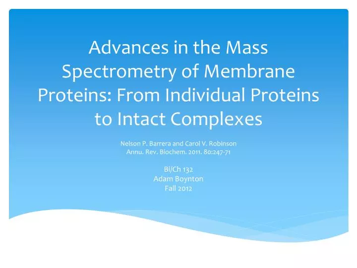 advances in the mass spectrometry of membrane proteins from individual proteins to intact complexes