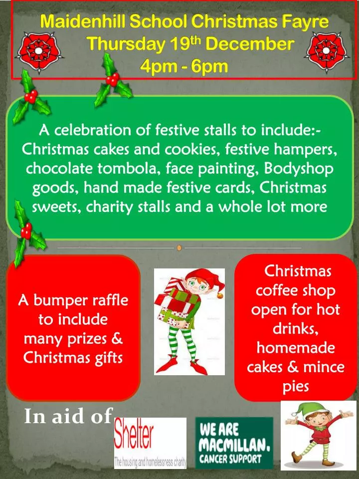 maidenhill school christmas fayre thursday 19 th december 4pm 6pm